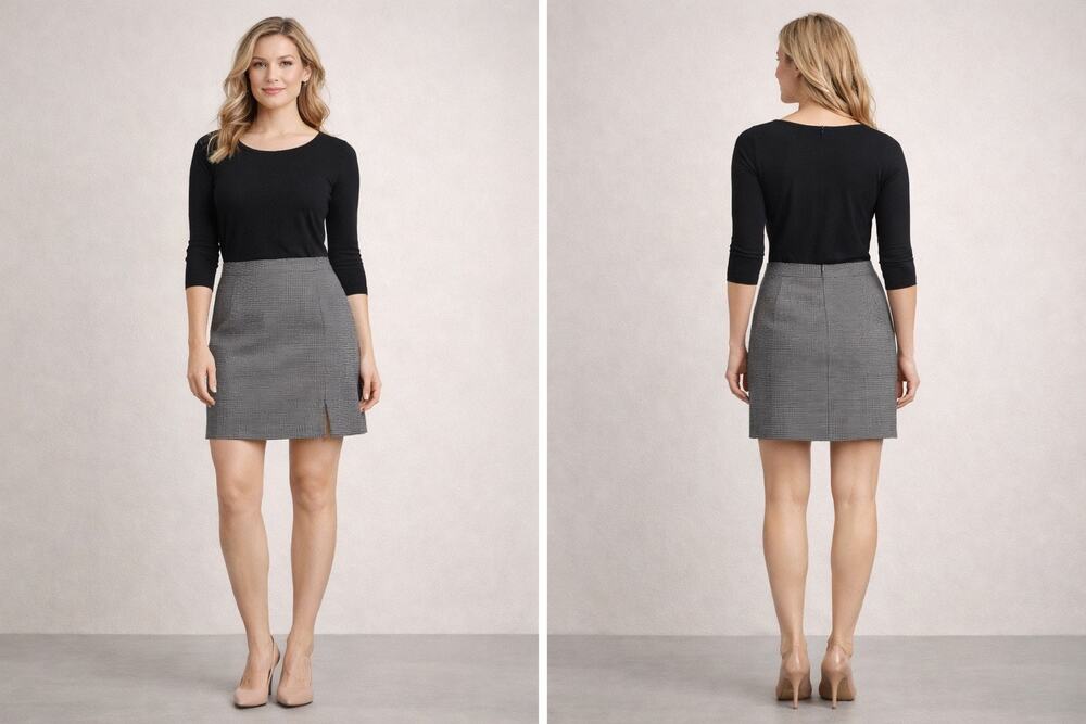 Old Navy Black and White Houndstooth Mini Skirt Size Medium